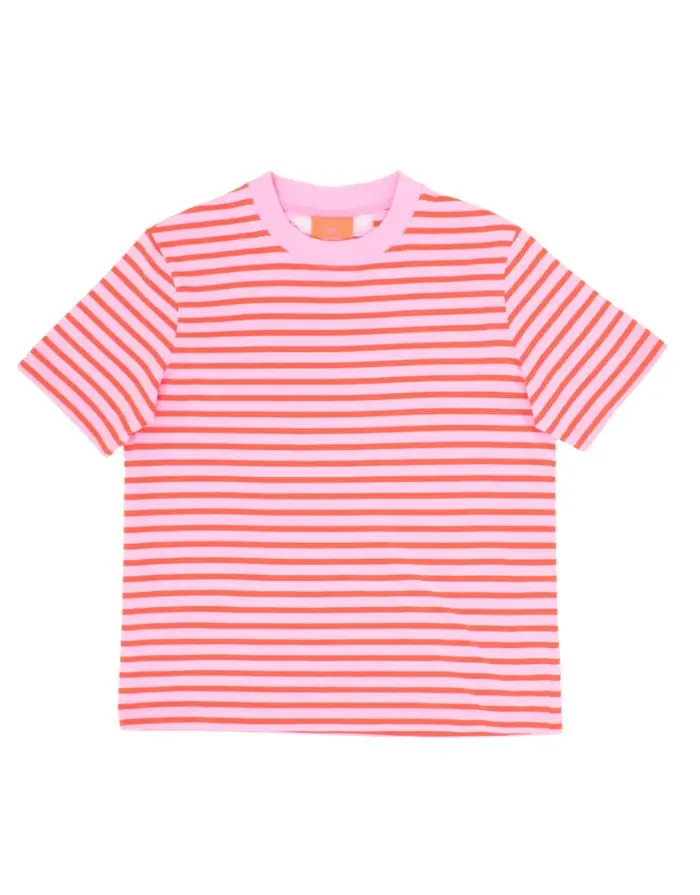 T-Shirt Gestreift I Pink/Rot