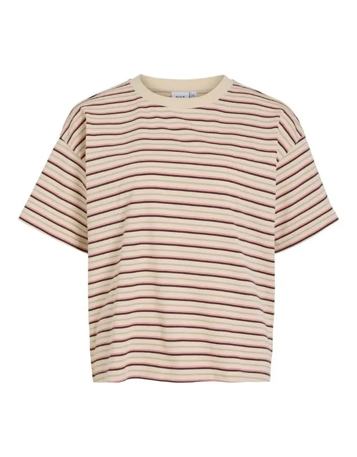 T-Shirt Vimonie Stripe I Birch/Mauve/Coffee Bean
