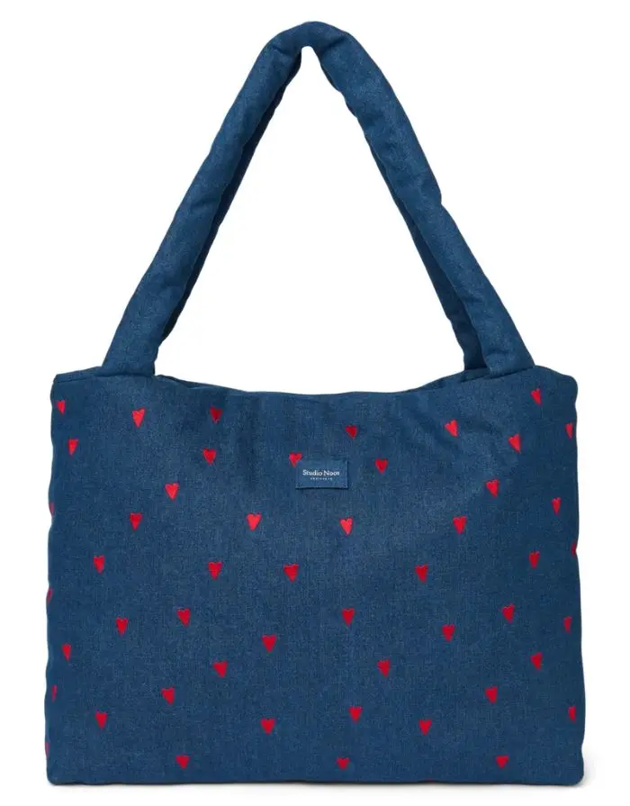 Tasche Denim I Dark Blue Red Hearts