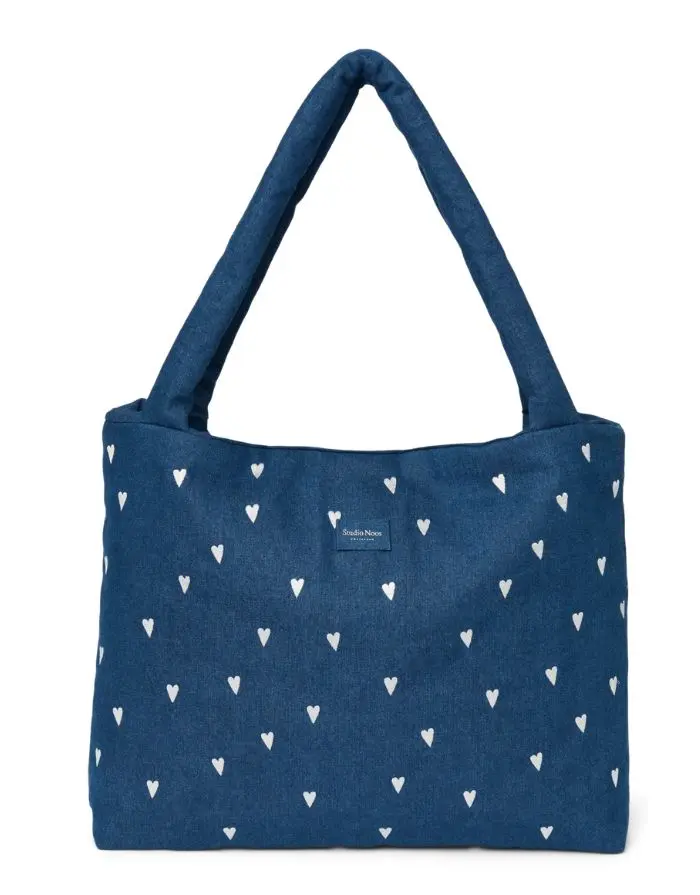 Tasche Denim I Dark Blue White Hearts