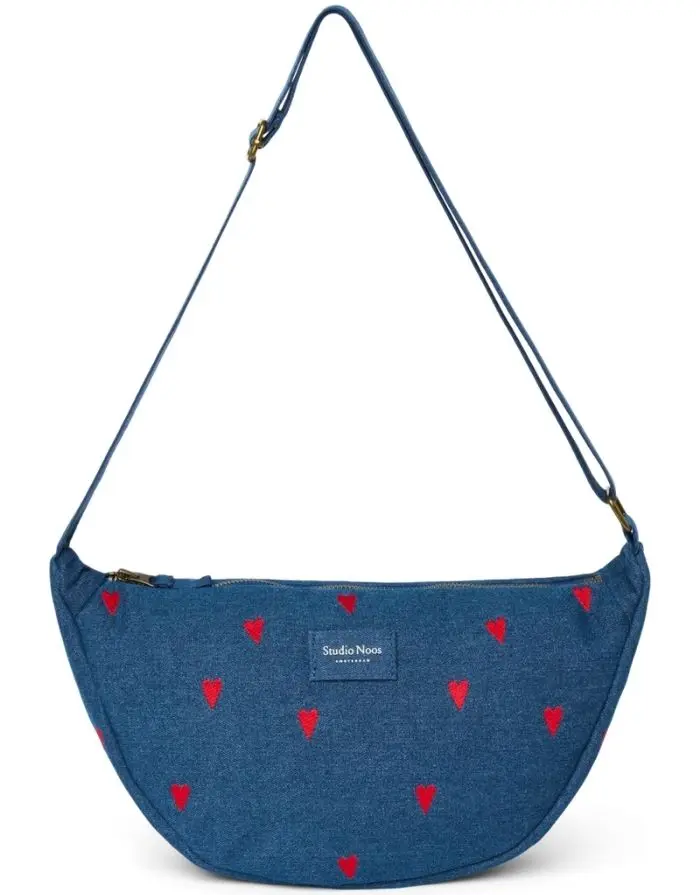 Tasche Fanny Pack Denim I Dark Blue Red Hearts