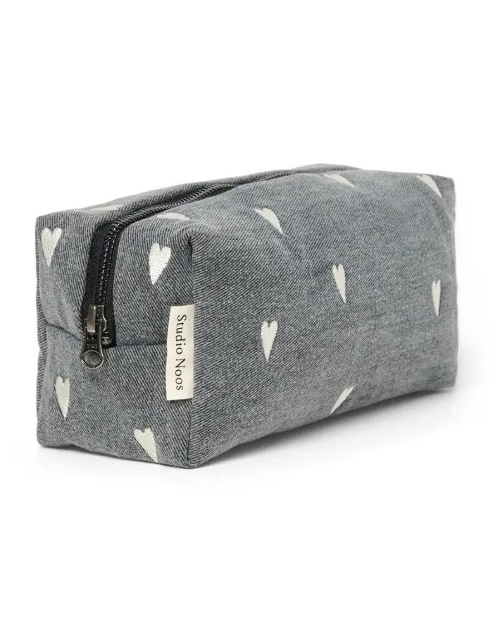 Tasche Kosmetik Denim I Grey Hearts