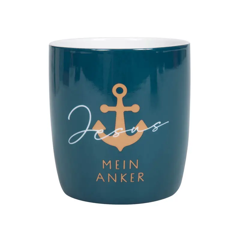 Tasse "Mein Anker" dunkelblau mit kupferfarbenen Metallic-Details