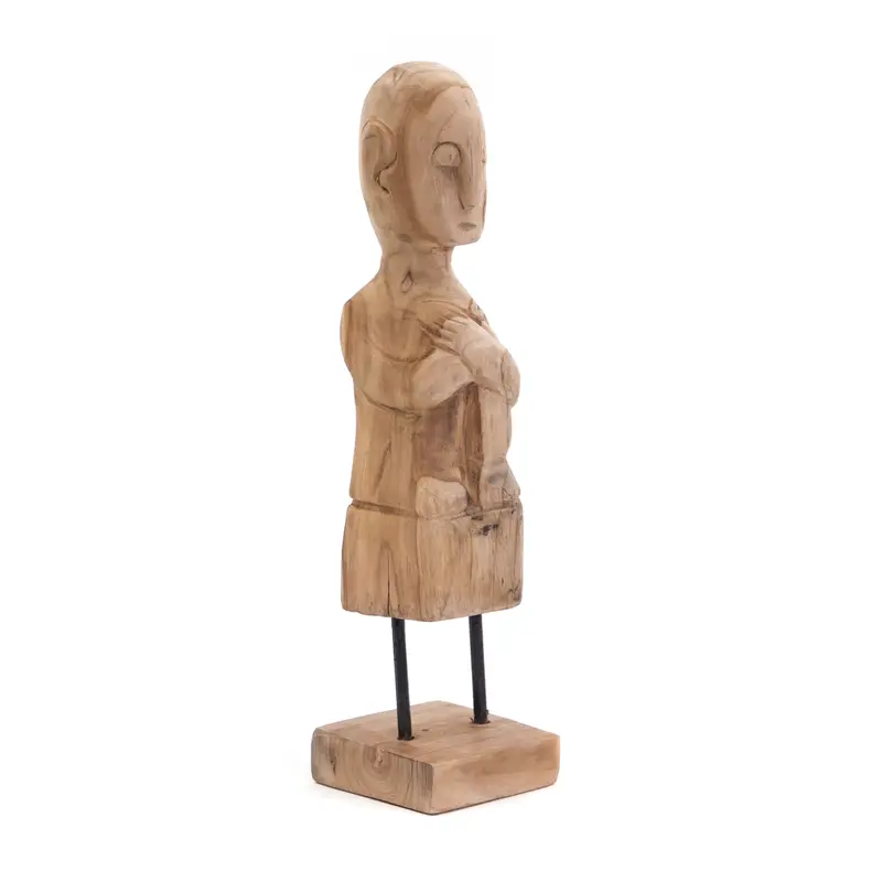 TEAK SKULPTUR "PRIMITIVO" | Teakholz, 40 m | Geschnitzte Holz Figur