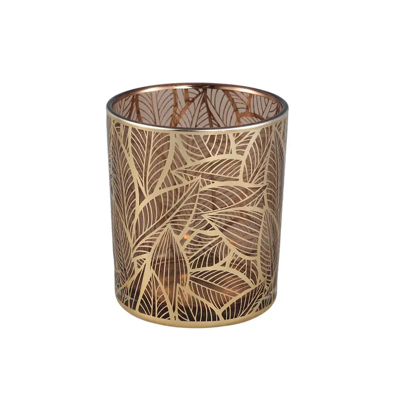 Teelichthalter aus Glas mit Blattmuster & Goldfinish L – Sariska | PTMD