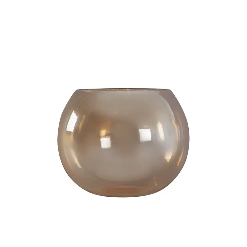 Teelichthalter – Gold Glas, Runde Form, Glänzende Oberfläche - Lenore | PTMD