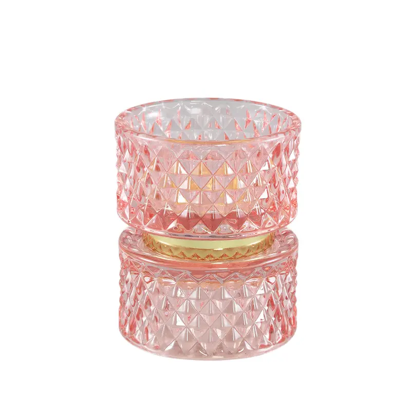 Teelichthalter – Rosa Glas, Goldene Mitte, Metallakzent - Asiya | PTMD