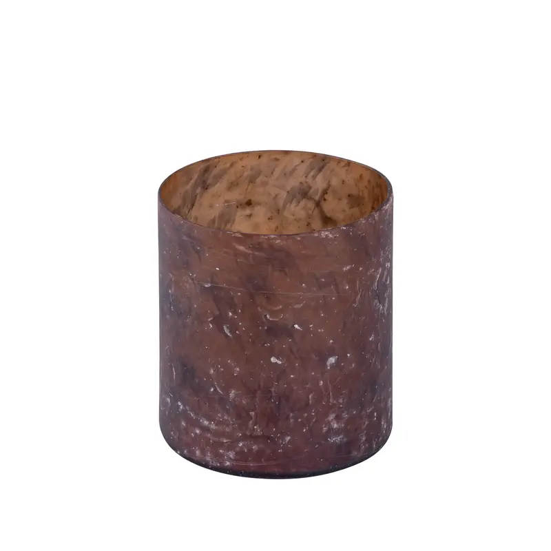 Teelichthalter – Rostbraunes Glas, Marmorierte Optik, Zylindrische Form, L - Matthy | PTMD