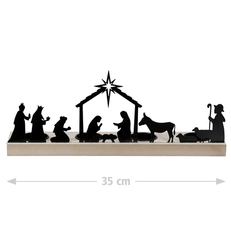 Teelichtleuchter Krippe schwarz