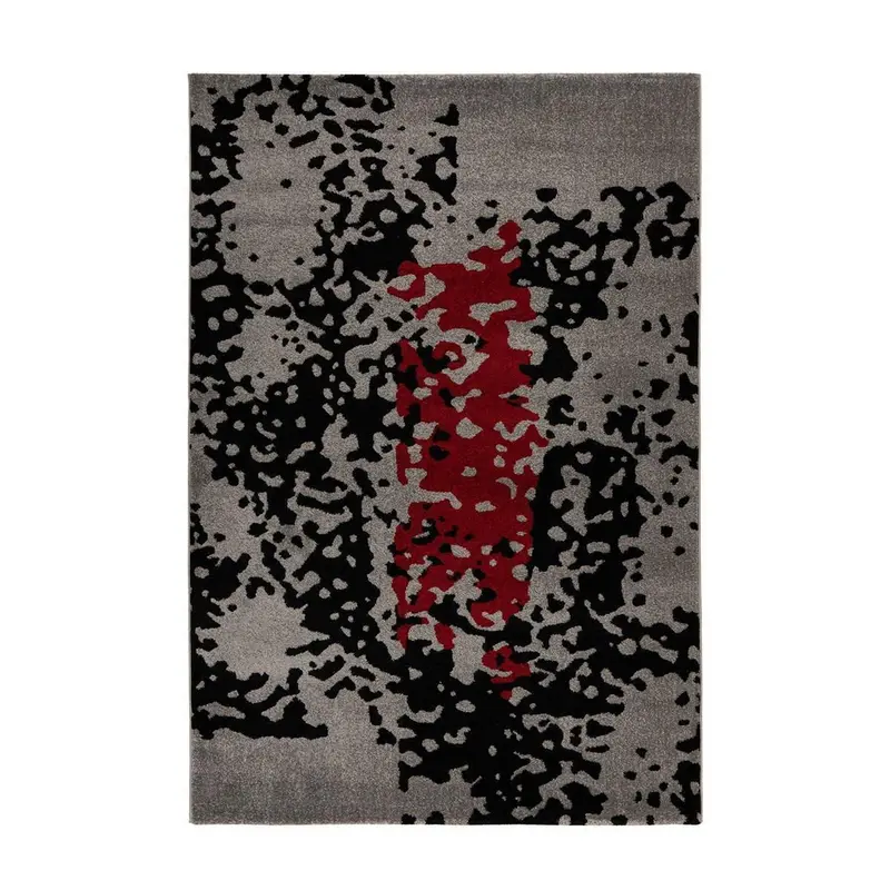 Teppich – Abstraktes Muster, Rot Akzent, Kurzflor Struktur, 200 x 290 cm - Naila 325 | Kayoom