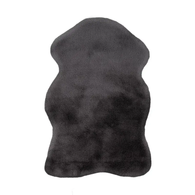 Teppich – Anthrazit Farbe, Weiche Oberfläche, Felloptik 90 cm - Rabbit Sheepskin 225 | Kayoom