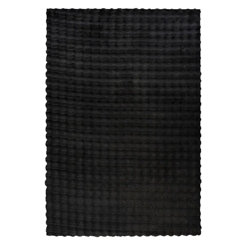 Teppich – Cloud-Soft Hochflor Komfort, 3D Tiefen Design, Schwarze Farbe, 80 x 150 cm - Hailey 125 | Kayoom