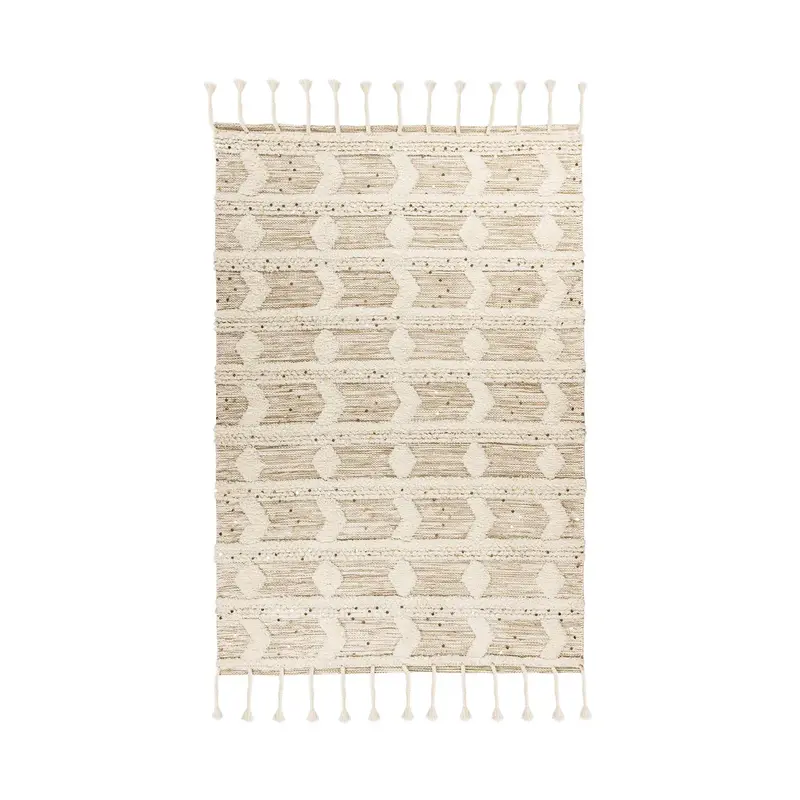 Teppich – Creme Khaki Wolle, Weiche Struktur, Edles Design, 230 cm - Bohist 425 | Kayoom