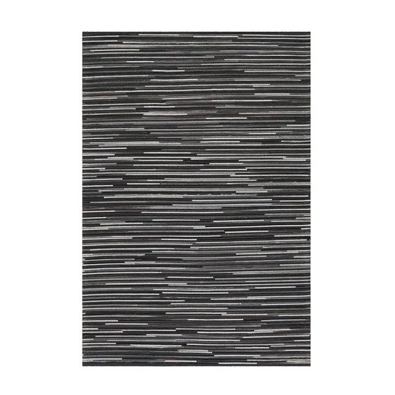 Teppich – Filigrane Patchworkoptik, Natürlicher Materialmix, Dunkelgraue Farbwelt, Flachflor - Wild 8023 | Kayoom