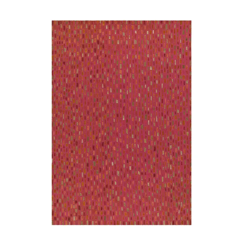 Teppich – Filigrane Patchworkoptik, Natürlicher Materialmix, Rote Farbwelt, Flachflor - Wild 8022 | Kayoom