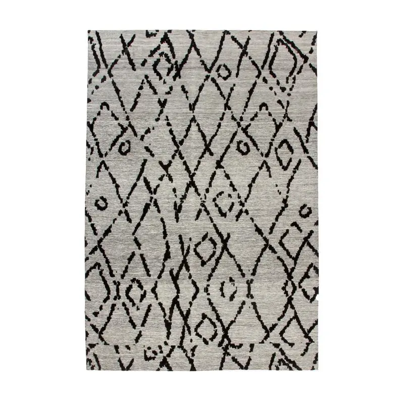 Teppich – Grau Schwarz, Jacquardgewebe, Baumwollmix 170 cm - River 110 | Kayoom
