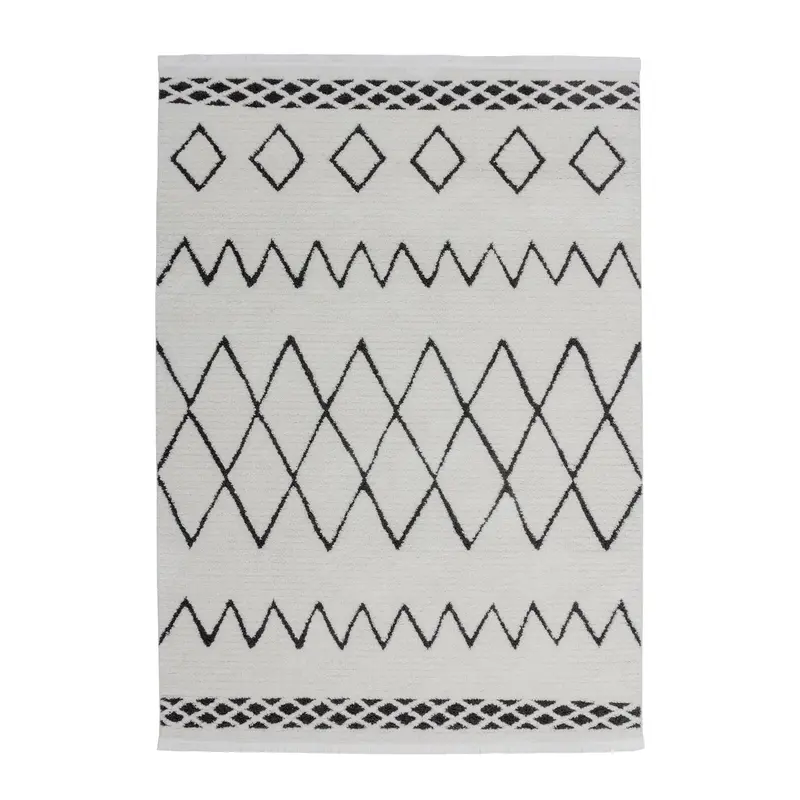 Teppich Hochflor Ethno-Muster Fransen Polypropylen/Polyester-Mix – Agadir 310 | Kayoom