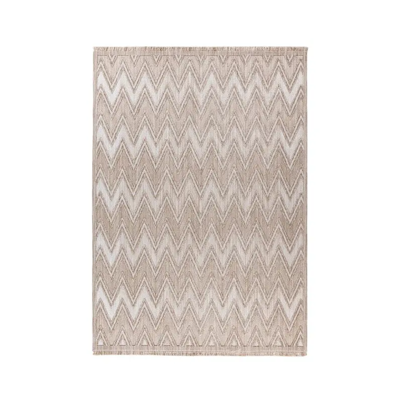 Teppich – Polyester Flor, Beige Farbgebung, Grafisches Muster, 120 x 170 cm - Sarai 225 | Kayoom