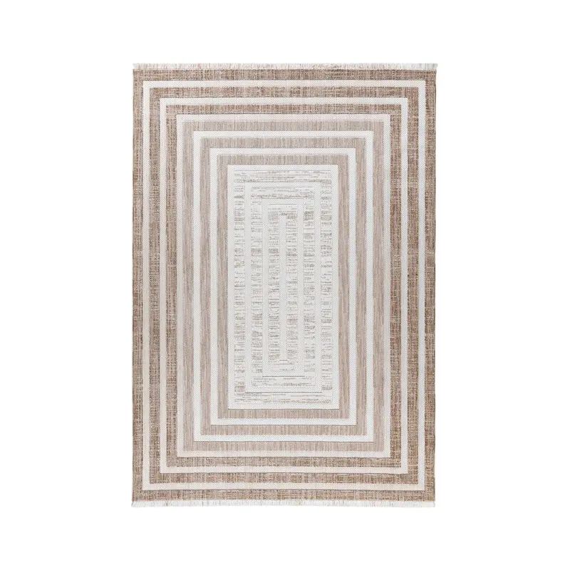 Teppich – Polyester Flor, Braun-Beige Farbgebung, Grafisches Muster, 120 x 170 cm - Sarai 125 | Kayoom