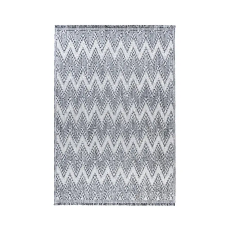 Teppich – Polyester Flor, Grau-Weiße Farbgebung, Grafisches Muster, 80 x 150 cm - Sarai 225 | Kayoom
