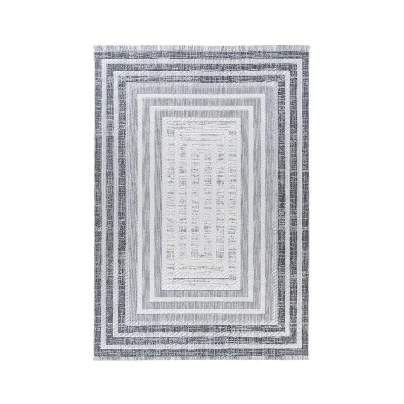 Teppich – Polyester Flor, Graue Farbgebung, Flachgewebe Design, 120 x 170 cm - Sarai 125 | Kayoom