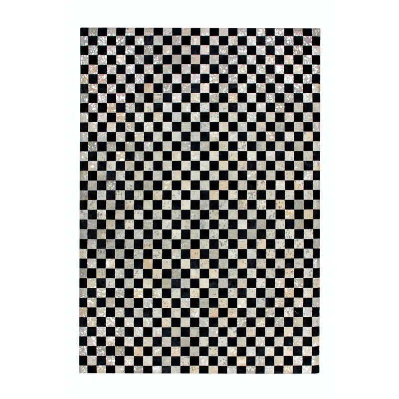Teppich – Silber Grau, Echtes Leder, Metallfolie 230 cm - Rocket 210 | Kayoom