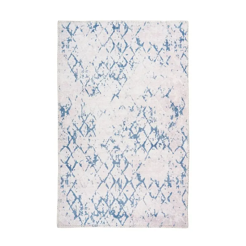 Teppich – Vintage Muster, Blaues Printdesign, Flachflor Design, 80 x 150 cm - Person 425 | Kayoom