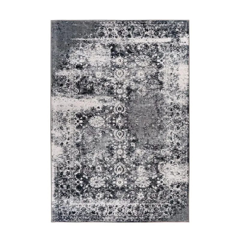 Teppich – Vintage Muster, Graue Farbgebung, Bordüren Design, 120 x 170 cm - Saphira 400 | Kayoom