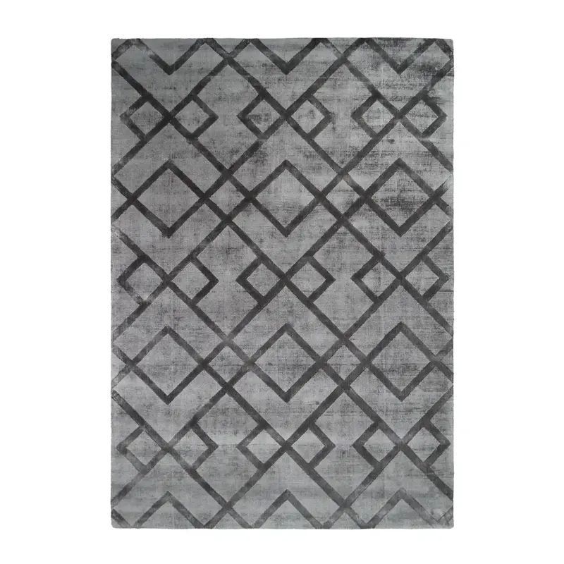 Teppich – Zickzackmuster, Viskosematerial, Anthrazitgrau, 80 x 150 cm - Luxury 410 | Kayoom