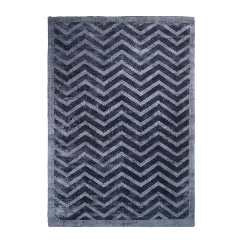 Teppich – Zickzackmuster, Viskosematerial, Marineblau, 80 x 150 cm - Luxury 410 | Kayoom