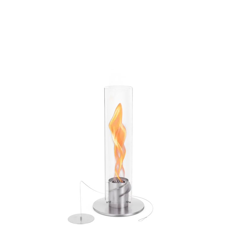 Tischkamin – Rotierende Flamme, Glaszylinder, Edelstahl - Spin | höfats