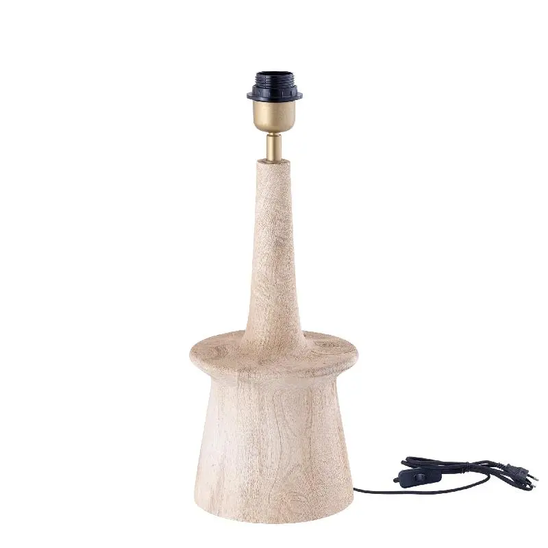 Tischlampe aus Mangoholz mit Naturton und schlankem Design in runder Form – Caelin | PTMD