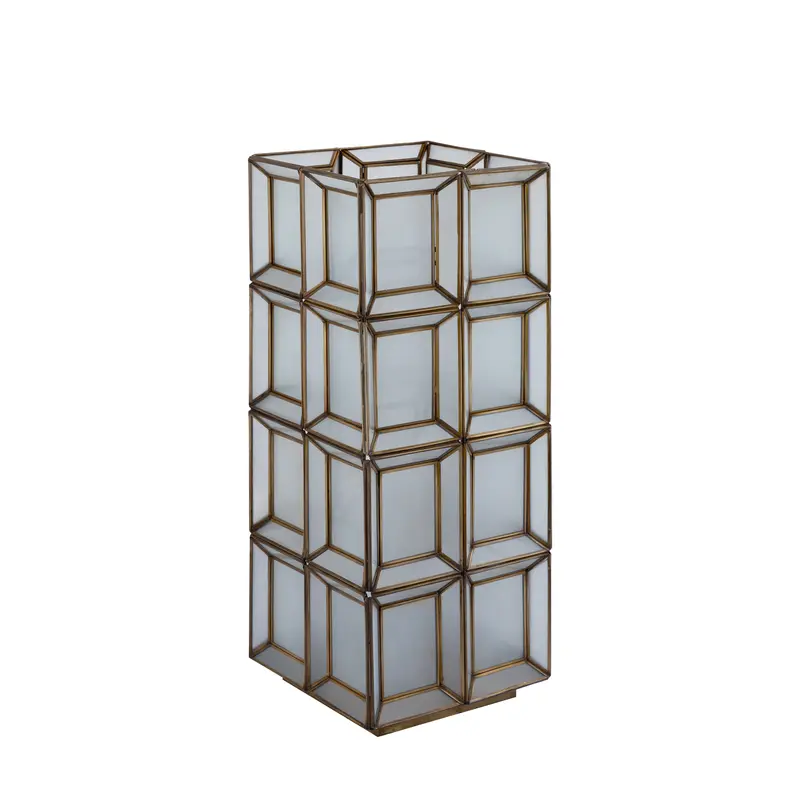 Tischlampe – Milchglas Design, Zylindrische Form, Glasmaterial, Weiß, Hoch – Layra | PTMD