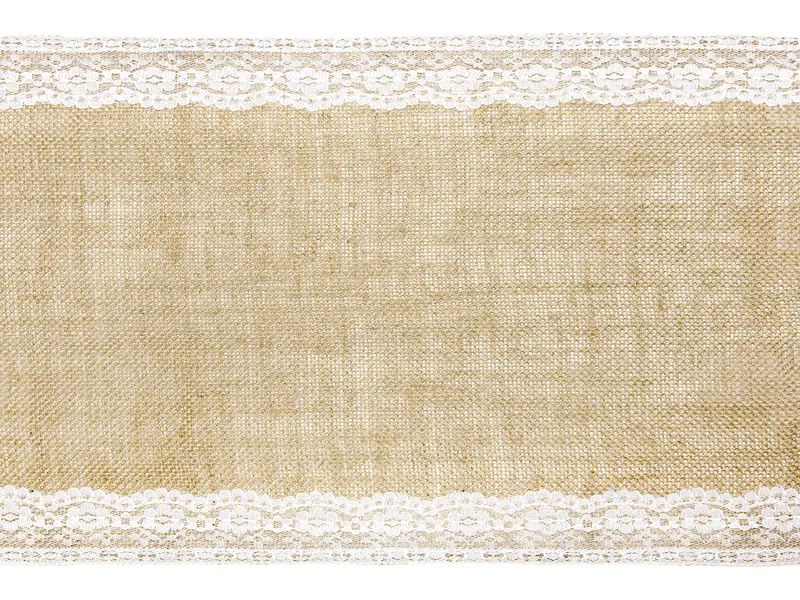 Tischläufer Jute 28cm x 2,75m mit Spitze am Rand