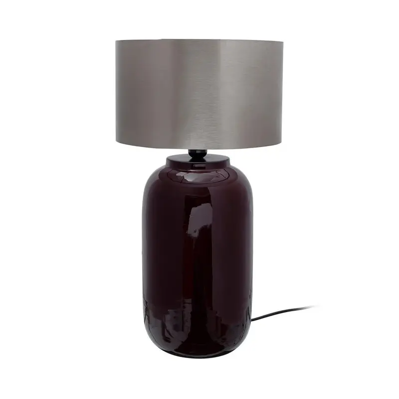 Tischleuchte – Beerenfarbener Lack, Silberne Akzente, Zeitlose Form - Art Deco 725 | Kayoom