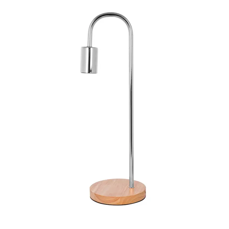 Tischleuchte – Flexibler Lampenhals, Holzsockel, Chrom Finish - Vinara 625 | Kayoom