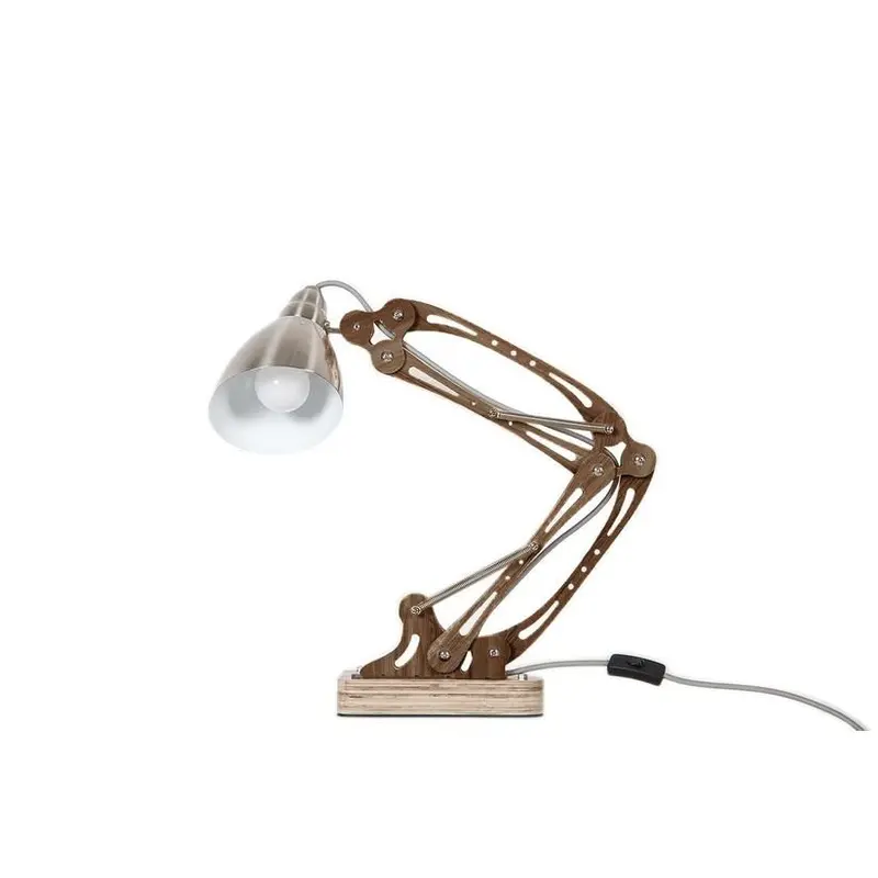 Tischleuchte – Mechanischer Stil, Dynamisches Design, Teak Finish - Merop | Kayoom