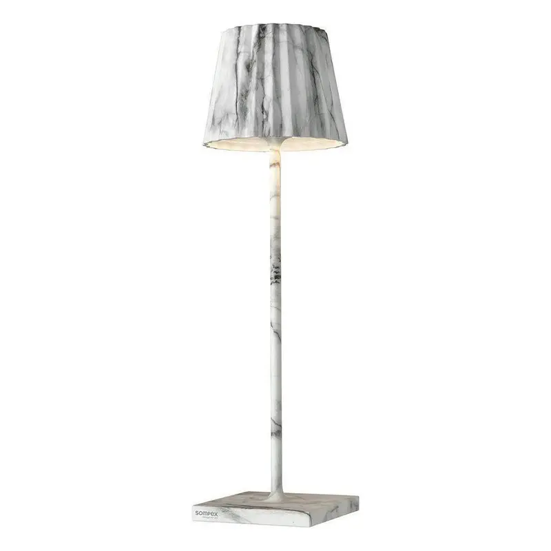 Tischleuchte mit Aluminiumgehäuse klassischem Faltenschirm & stufenloser Dimmfunktion - Troll 2.0 | Sompex