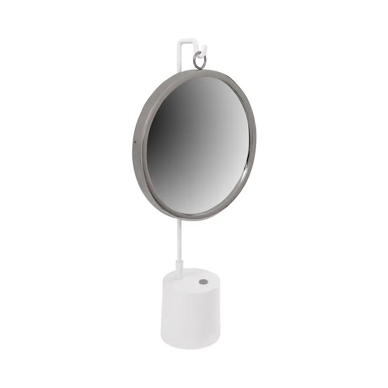Tischspiegel – Designer Stil, Runde Spiegelfläche, Weiß Silber Finish - Eleganca 225 | Kayoom
