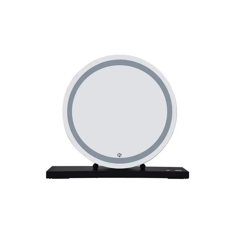 Tischspiegel – LED Beleuchtung, Klare Ausleuchtung, Schwarzes Finish - Glamory 125 | Kayoom