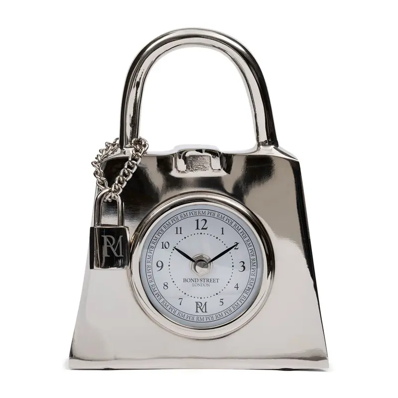 Tischuhr Aluminium Silber in Taschenform 19 cm 1 – Lovely Bag | Rivièra Maison