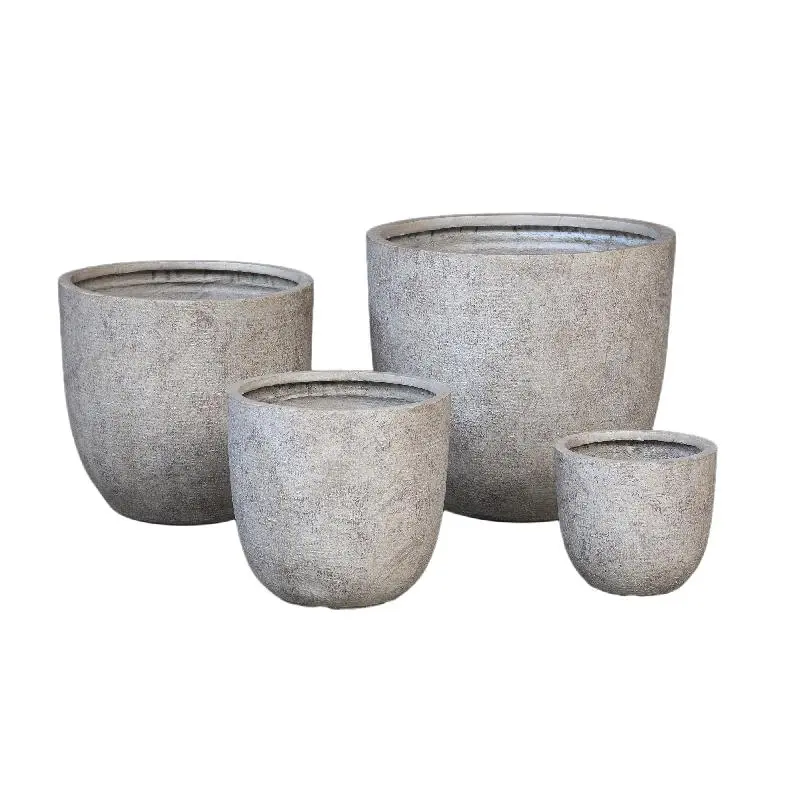 Topf – Antik Design, Raue Oberfläche, GRC Material, Beige, Niedrig – Salah | PTMD