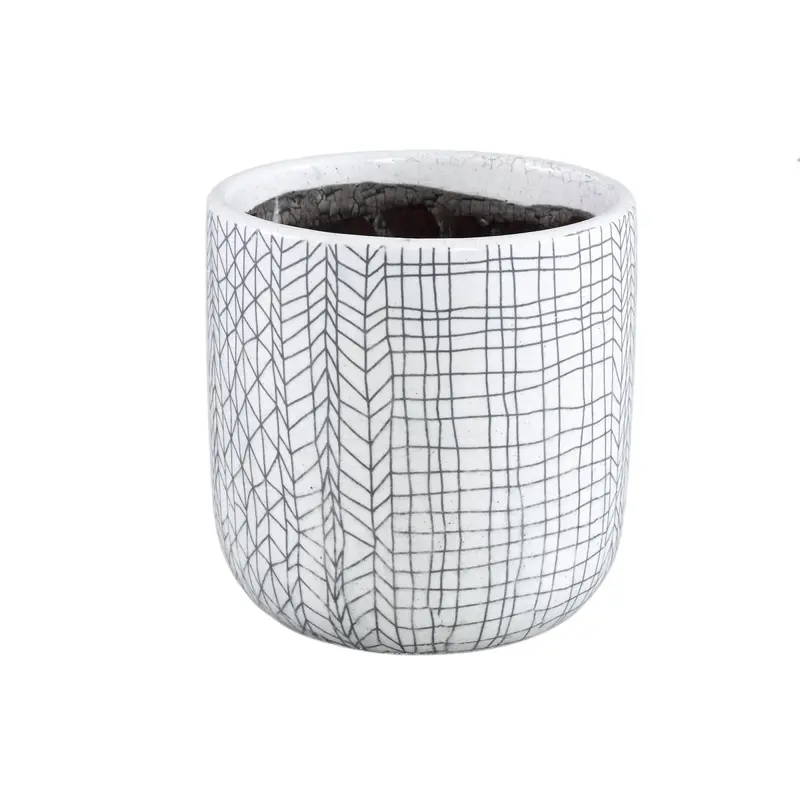 Topf aus hochwertiger Keramik mit geometrischer Struktur, markanter Oberflächenprägung und zeitlosem Design – Lowie | PTMD