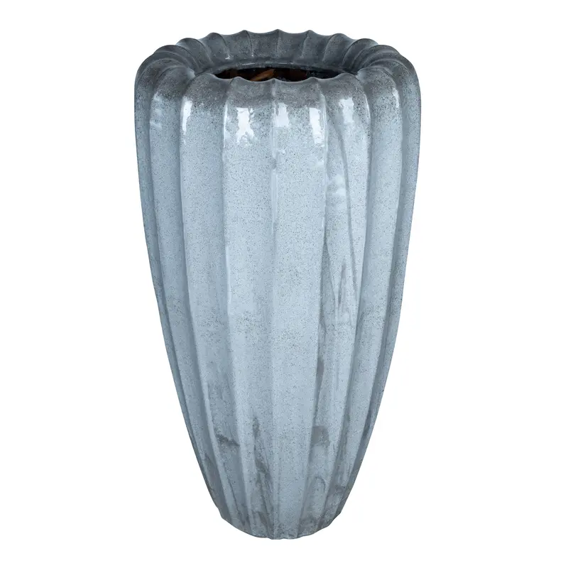 Topf aus Keramik, raues Finish, organisch gerippt rund L – Linex | PTMD