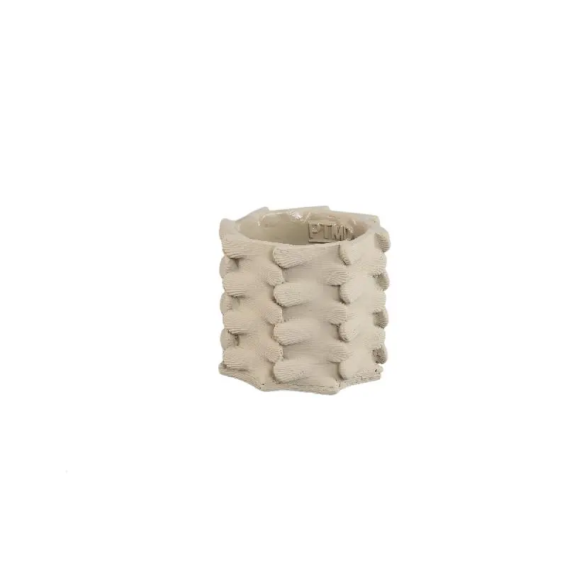 Topf– Beige Farbe, Dreidimensionales Erweiterungs Design, Zement Material, S – Norma | PTMD
