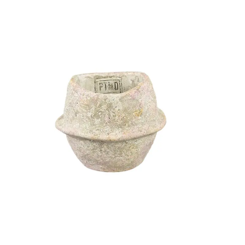Topf – Beige Farbe, Mittellinien Design, Zement Material, XS – Haania | PTMD