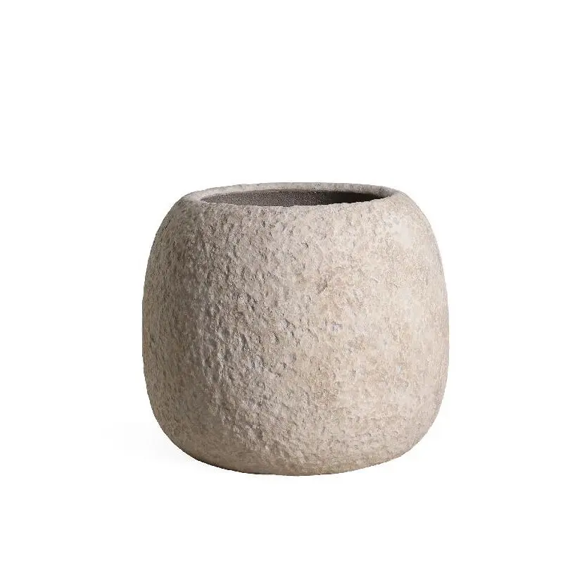 Topf – Beige Oberfläche, Stein-Optik, Runde Form, L – Meleyah | PTMD