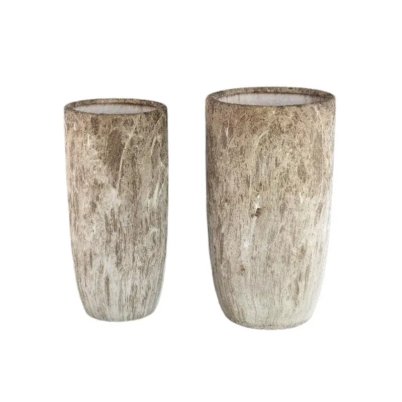 Topf – Braune Oberfläche, Marmoroptik Design, Keramik Material, Hoch – Miah | PTMD
