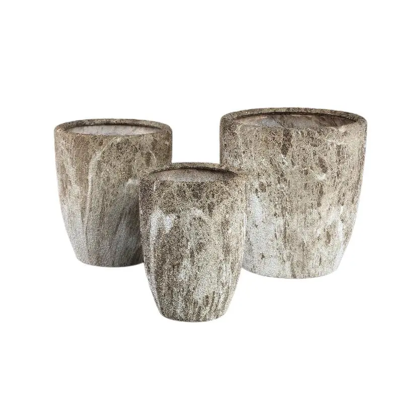 Topf – Braune Oberfläche, Marmoroptik Design, Keramik Material, L – Miah | PTMD