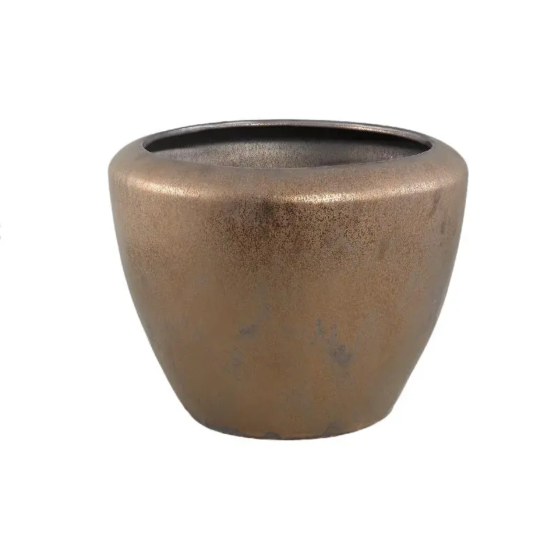 Topf – Bronze Oberfläche, Runde Form, Glatte Oberfläche, Keramik Material, L – Kyleigh | PTMD